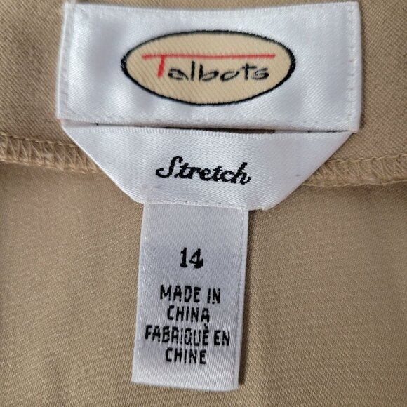 Talbots Faux Suede Beige Stretch Skirt With Subtle Embroidered Detail Side Slit - Picture 7 of 10